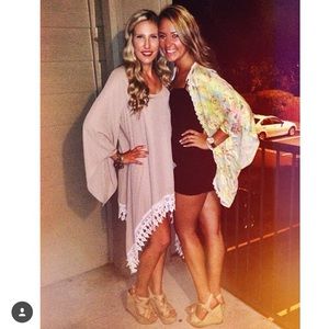 Long Sleeve Tan and Lace Dress